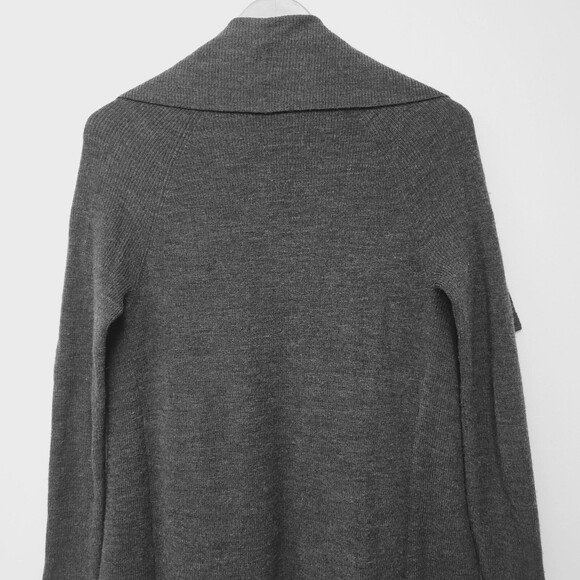 Teory Wool Black Size P/TP Ruffle Open Cardigan Sweater Coat - Picture 6 of 10